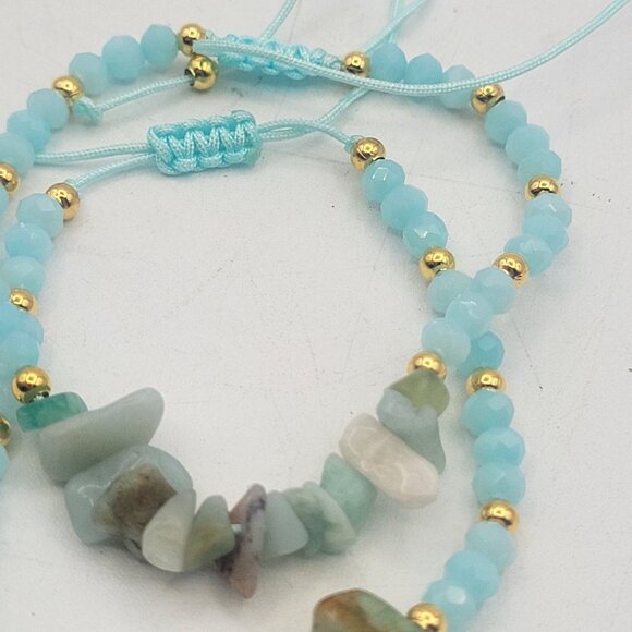 Aventurine Chip Bead Handmade Artisan Beaded Bracelets Lot of 2 Adjustable - Picture 6 of 10